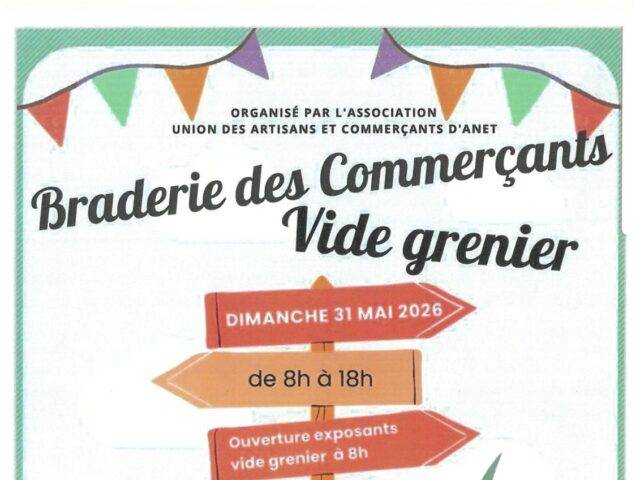 Vide grenier à ANET le dimanche 31 mai 2026