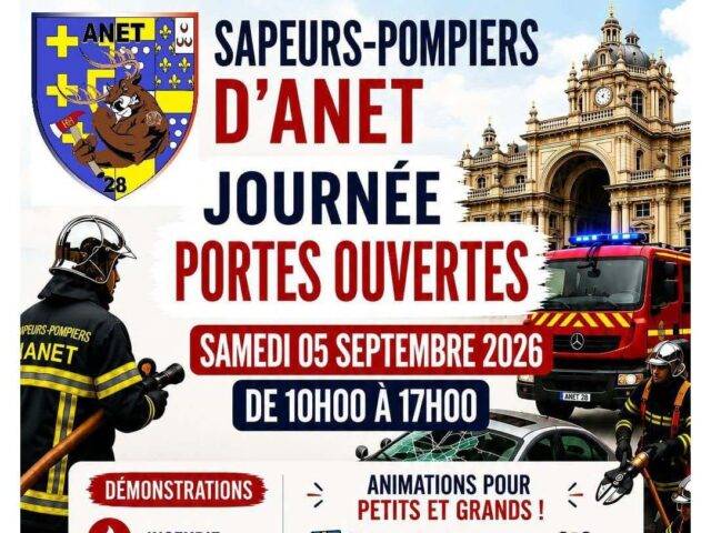 SAPEURS-POMPIERS d&rsquo;ANET : Journée portes ouvertes et soirée dansante avec restauration sur place.